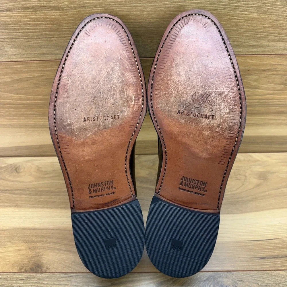 Johnston & Murphy Aristocraft Tassel Loafer Mens 9.5 D/B Burgundy Leather Dress